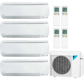 Daikin 4-Zone Wall Mounted Hyper Heat Ductless Mini-Split 36000 BTU Heat Pump Air Conditioner 9k   9k   12k   15k - 20 SEER2