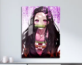 Demon Slayer Nezuko Cherry Blossom Pink Metal Poster