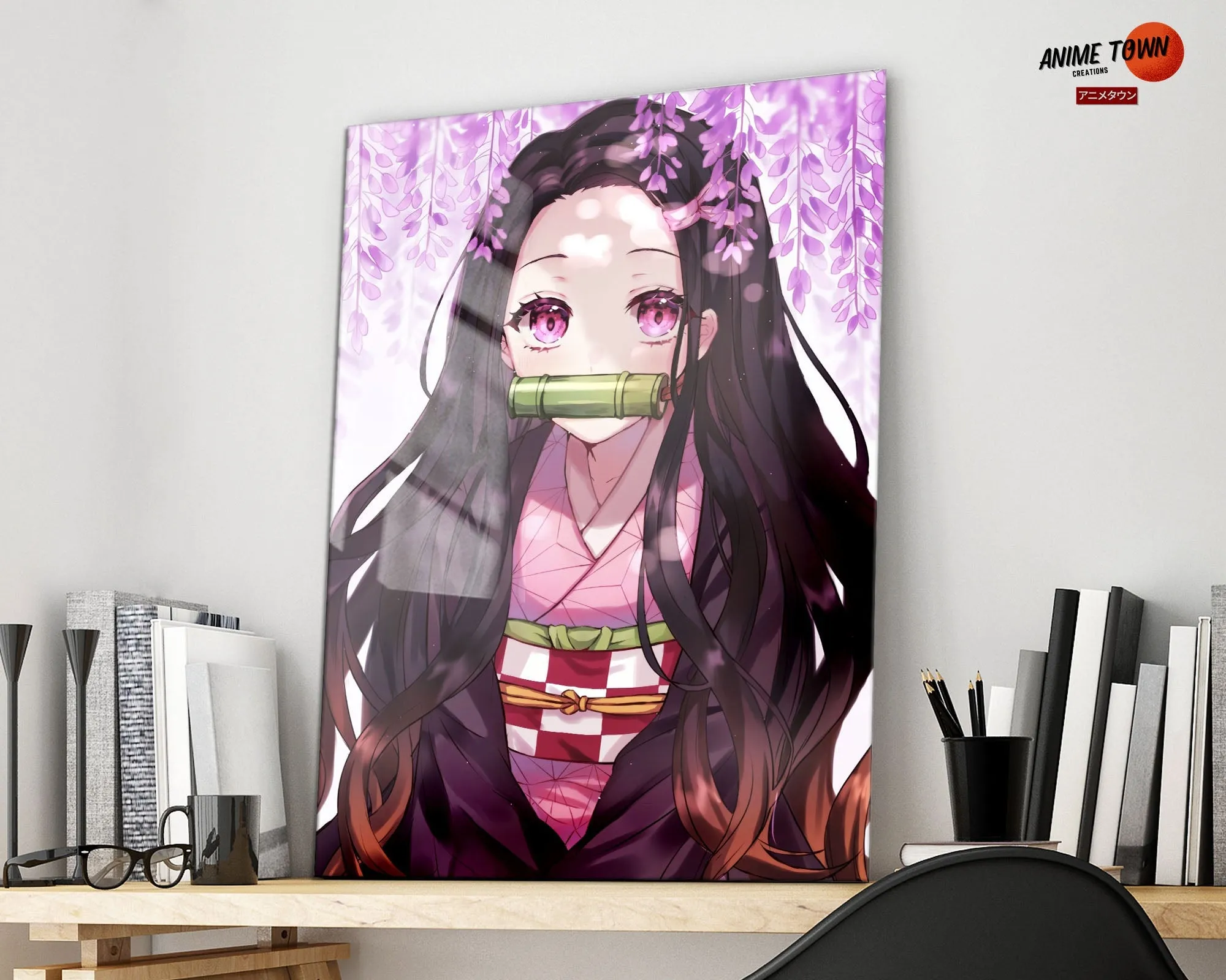 Demon Slayer Nezuko Cherry Blossom Pink Metal Poster
