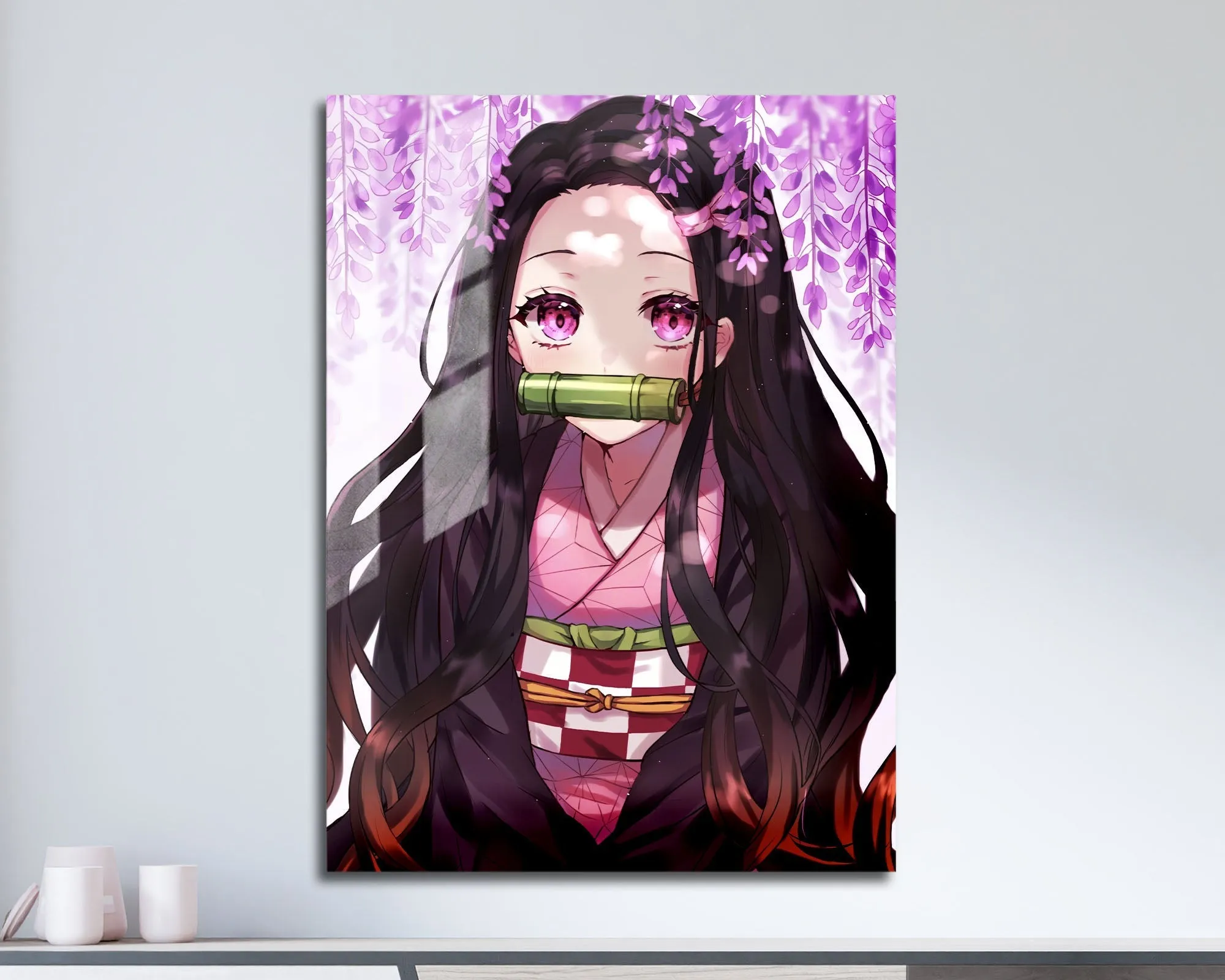Demon Slayer Nezuko Cherry Blossom Pink Metal Poster