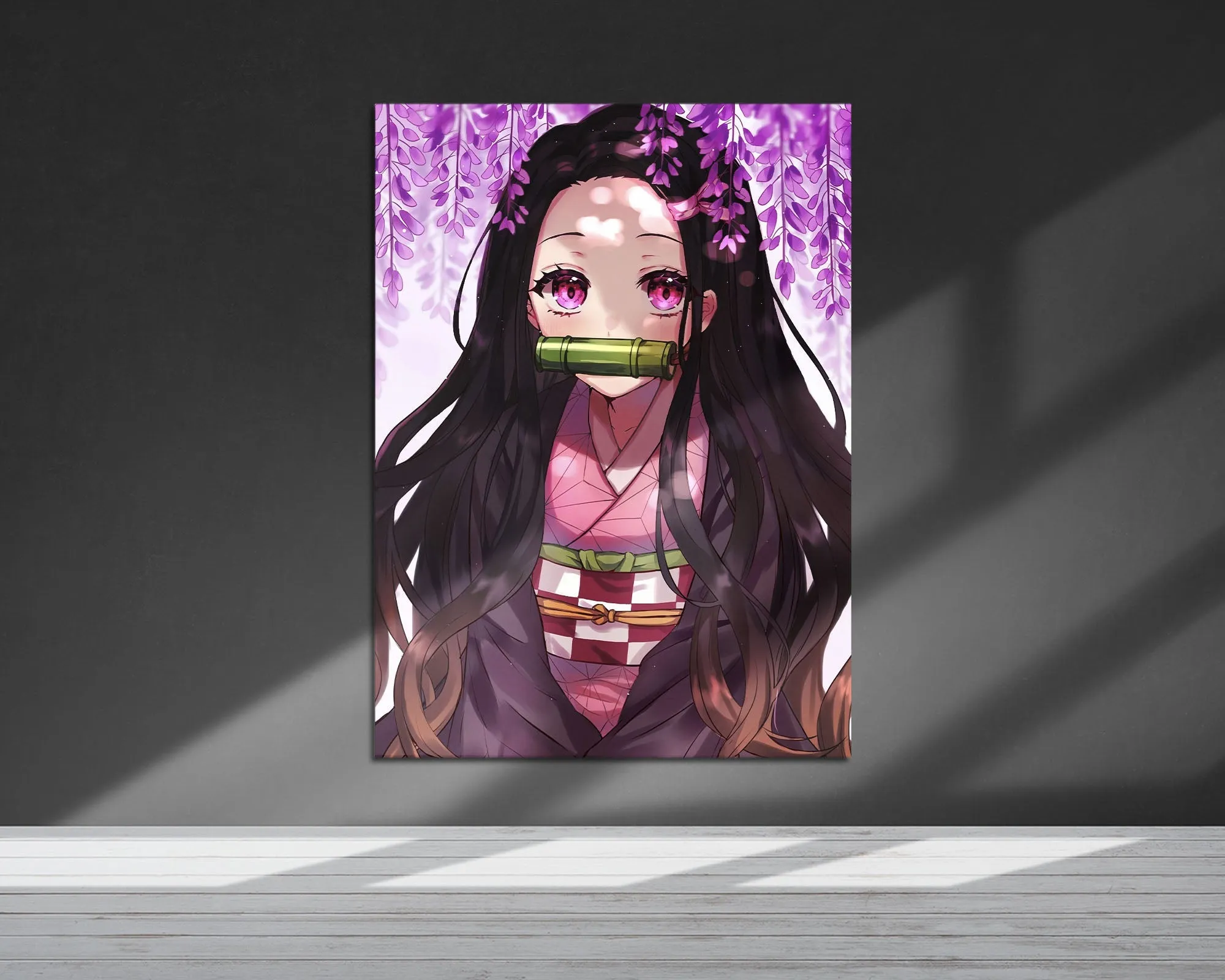 Demon Slayer Nezuko Cherry Blossom Pink Metal Poster
