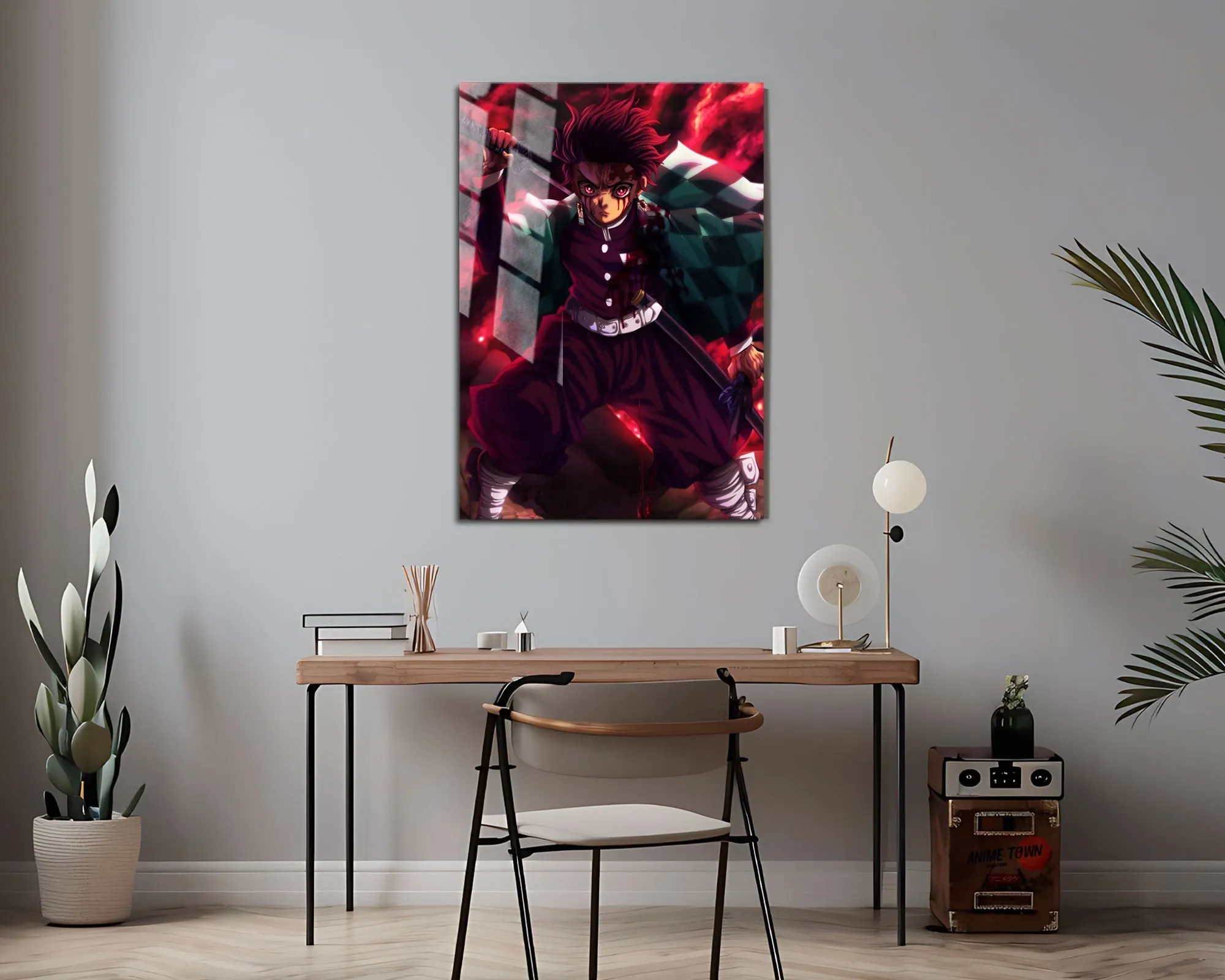 Demon Slayer Tanjiro Art Red Metal Poster