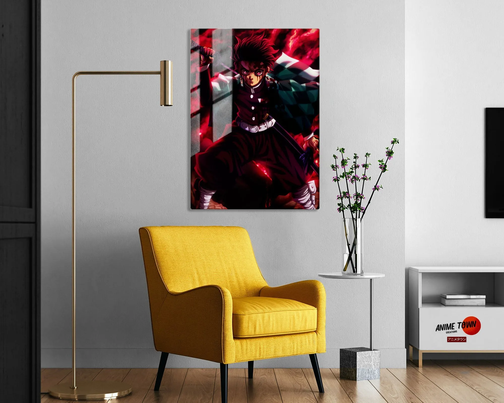 Demon Slayer Tanjiro Art Red Metal Poster