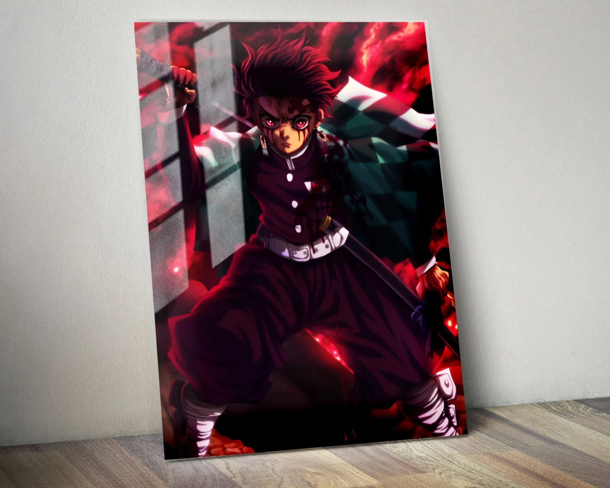 Demon Slayer Tanjiro Art Red Metal Poster