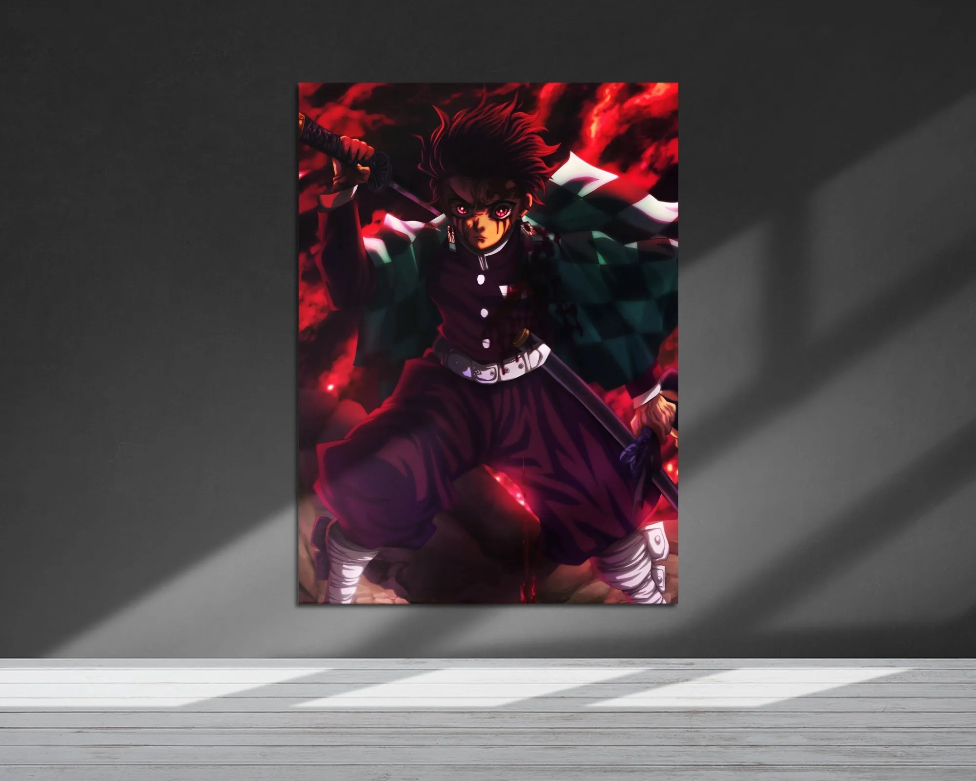 Demon Slayer Tanjiro Art Red Metal Poster