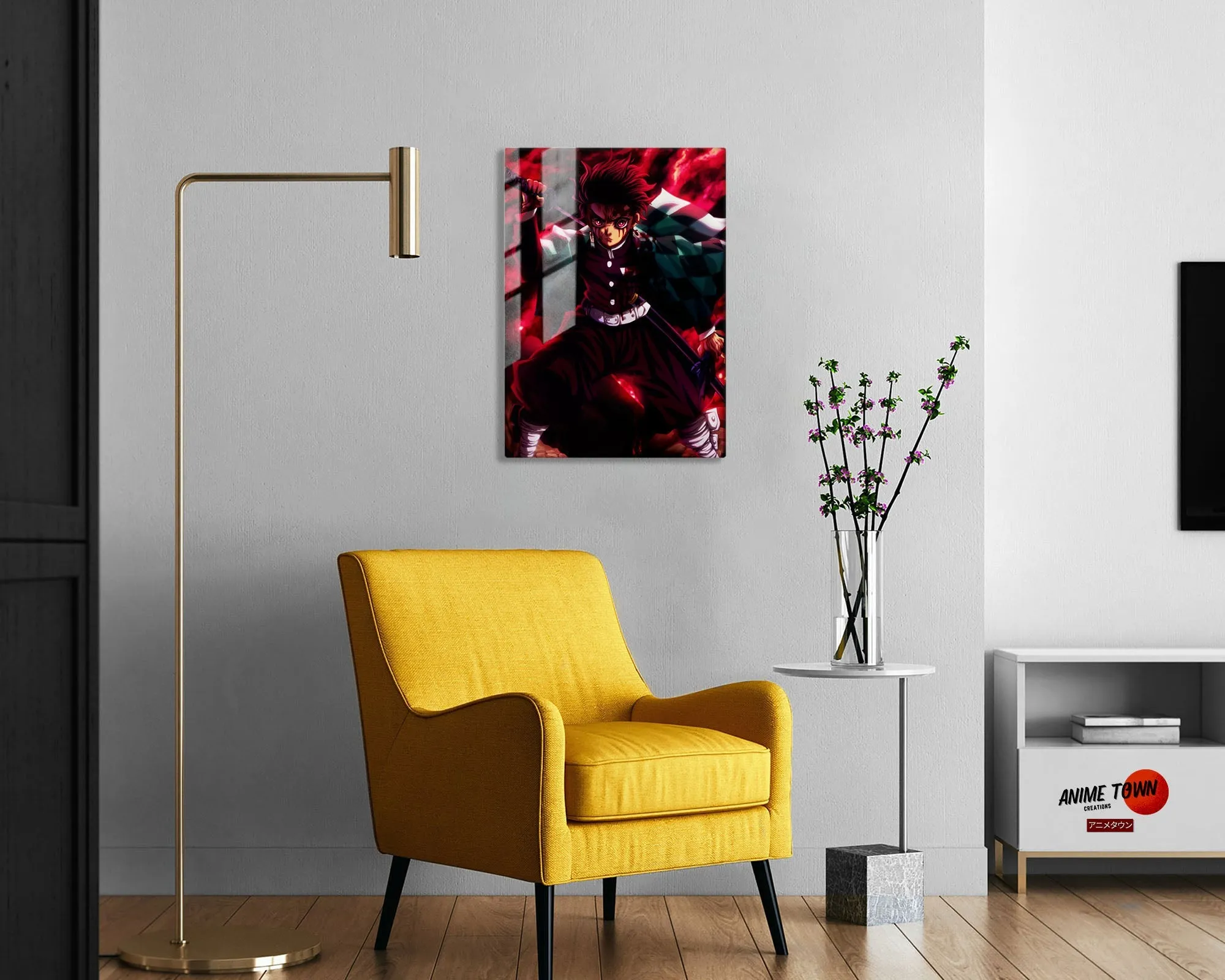 Demon Slayer Tanjiro Art Red Metal Poster