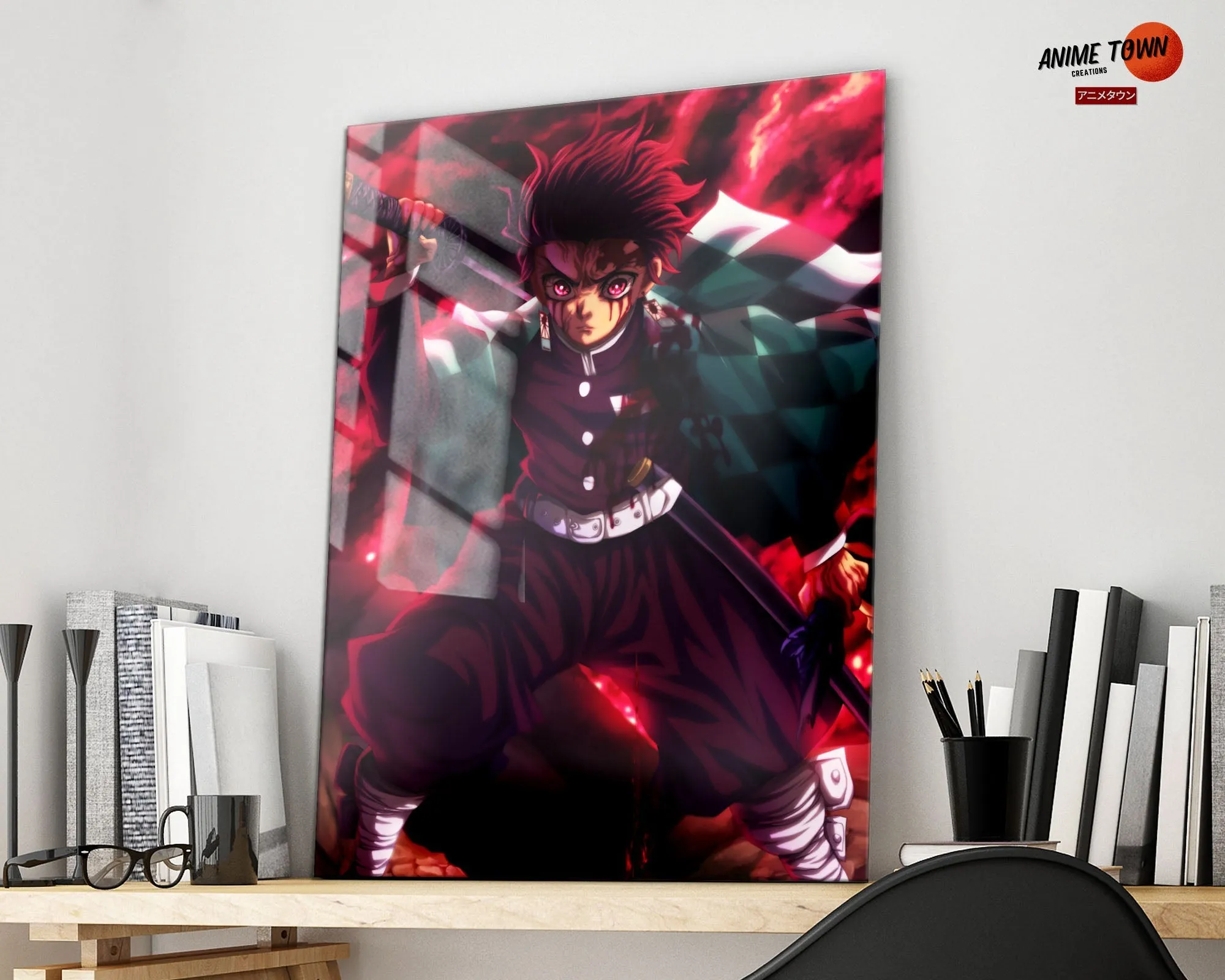 Demon Slayer Tanjiro Art Red Metal Poster