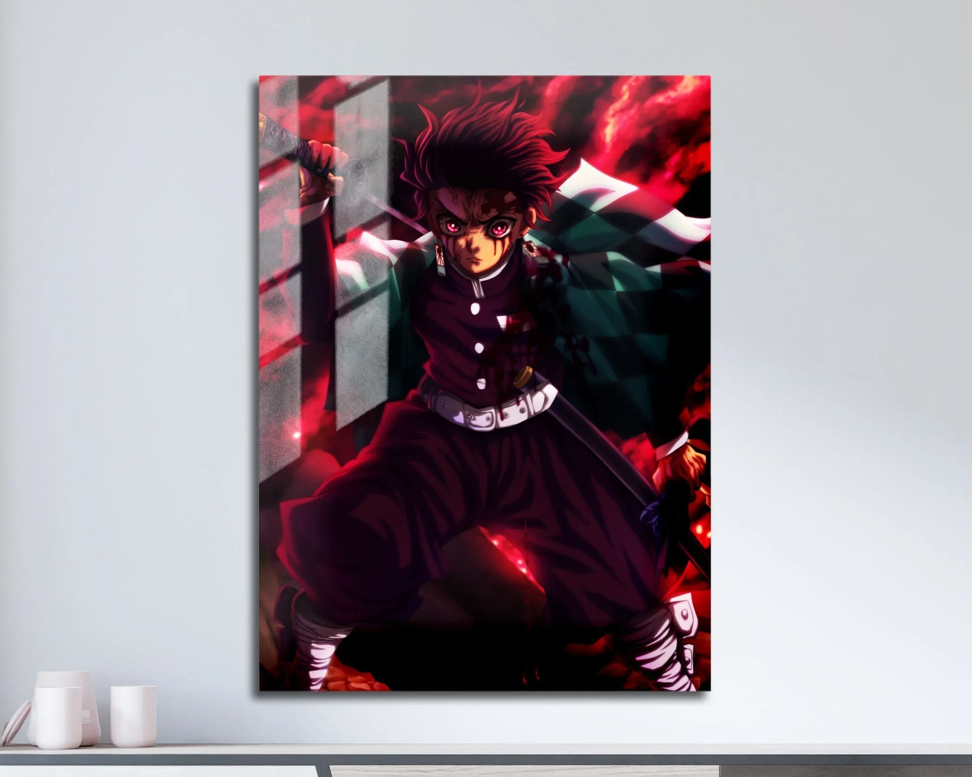 Demon Slayer Tanjiro Art Red Metal Poster