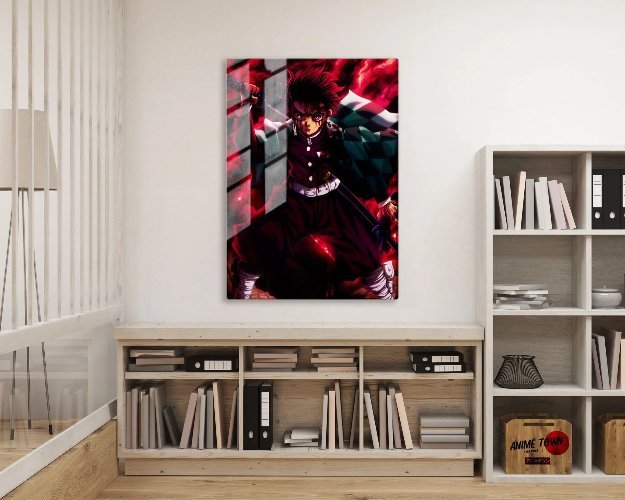 Demon Slayer Tanjiro Art Red Metal Poster