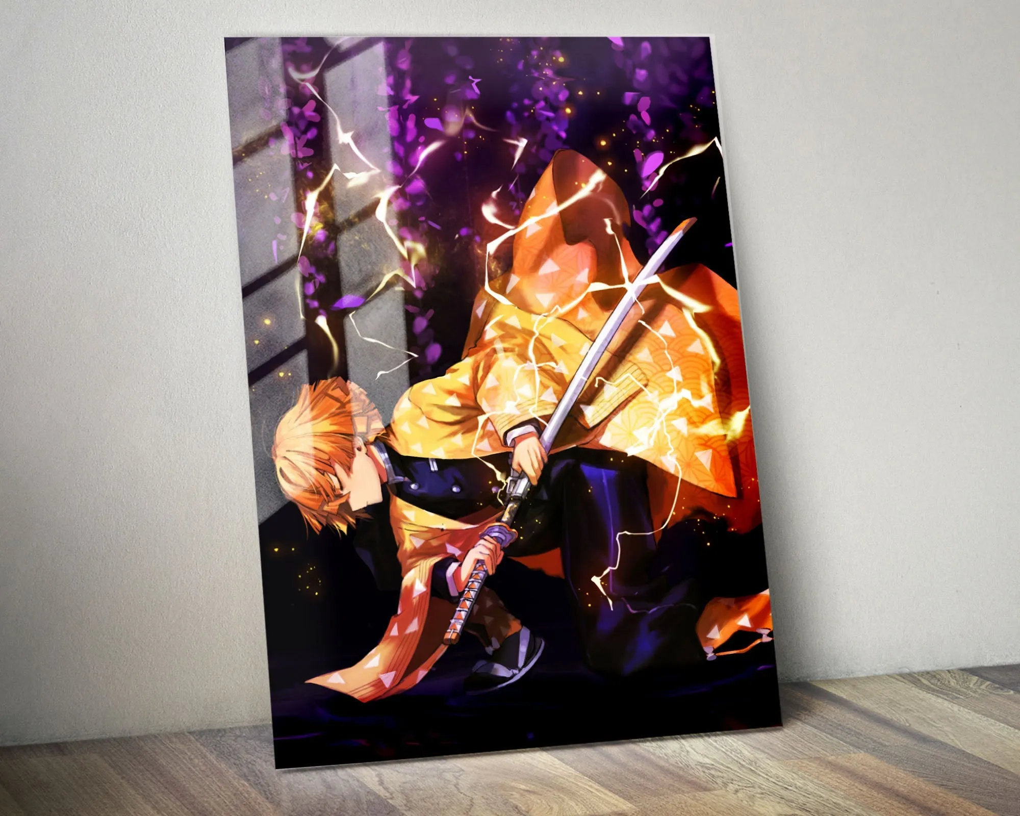 Demon Slayer Zenitsu Purple Metal Poster