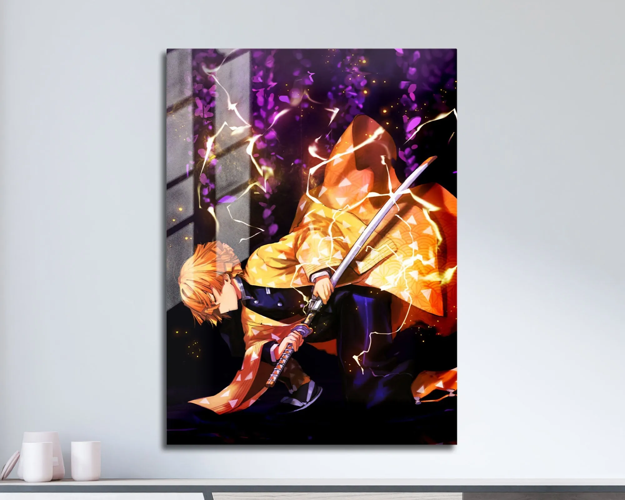 Demon Slayer Zenitsu Purple Metal Poster