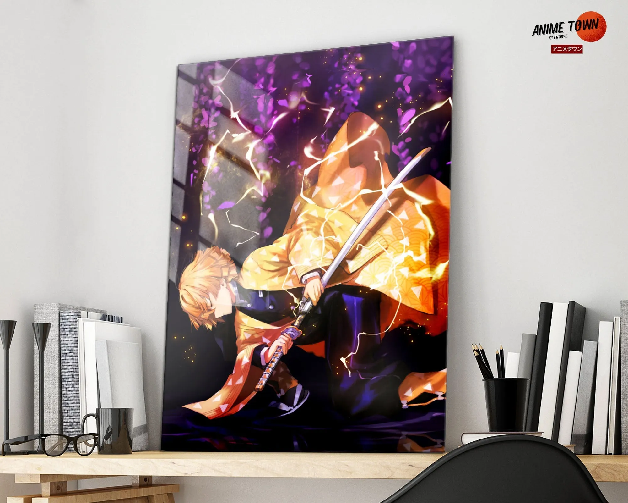 Demon Slayer Zenitsu Purple Metal Poster