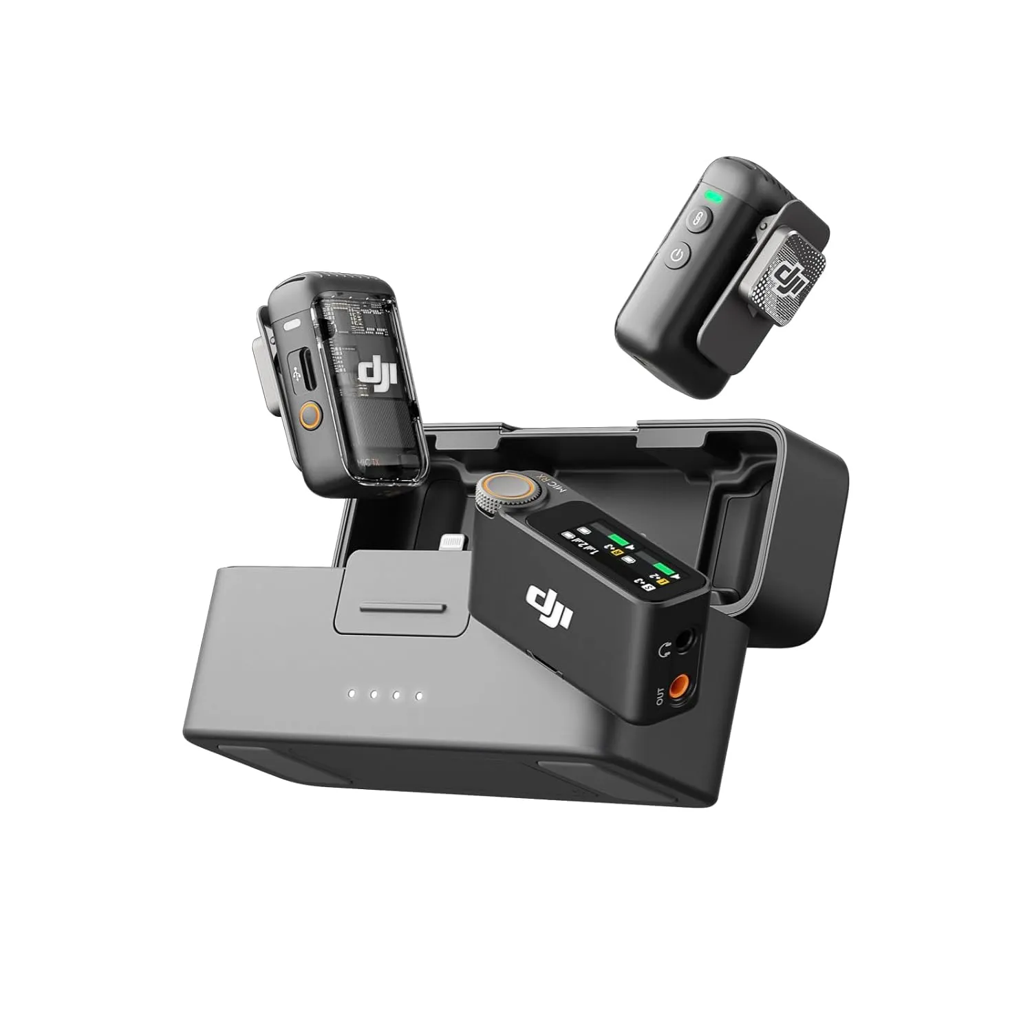 DJI MIC 2 (2 TX   1 RX   Charging Case), All-in-one Wireless Microphone, Intelligent Noise Cancelling