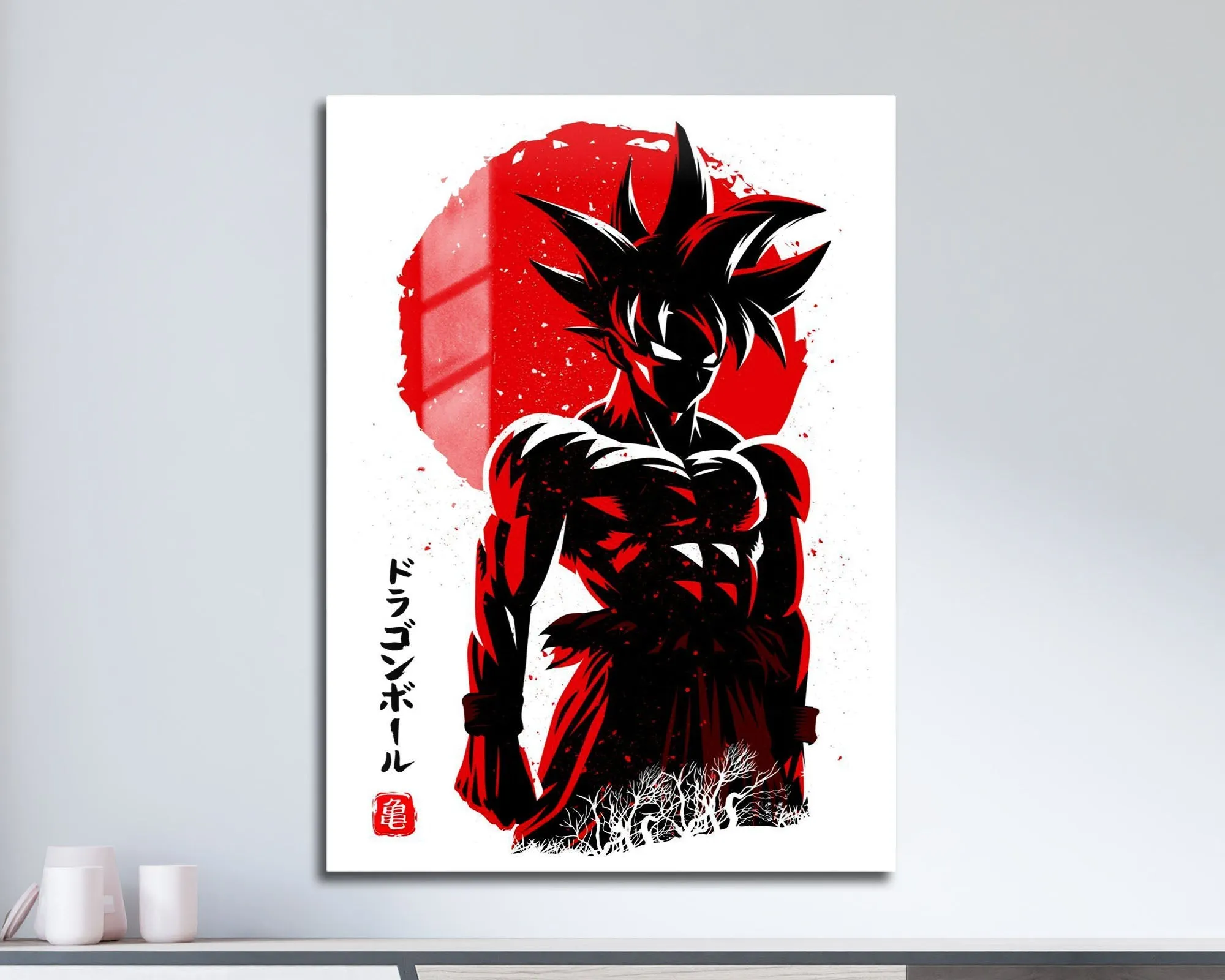 Dragon Ball Goku Minimalist Red Metal Poster