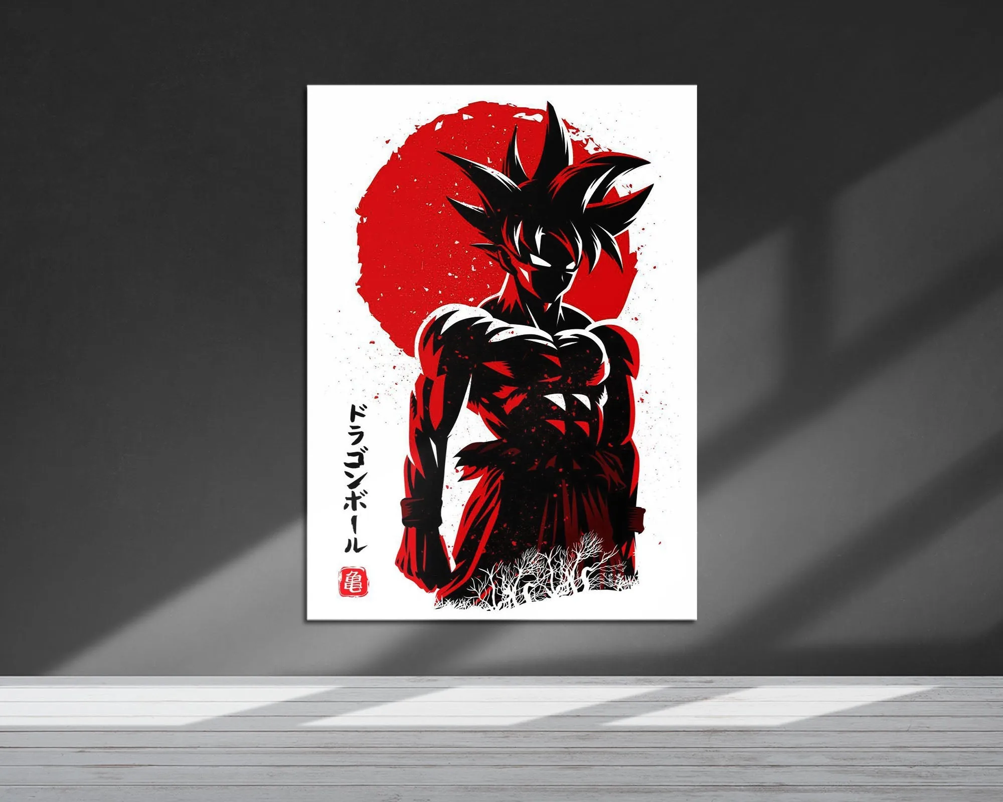 Dragon Ball Goku Minimalist Red Metal Poster