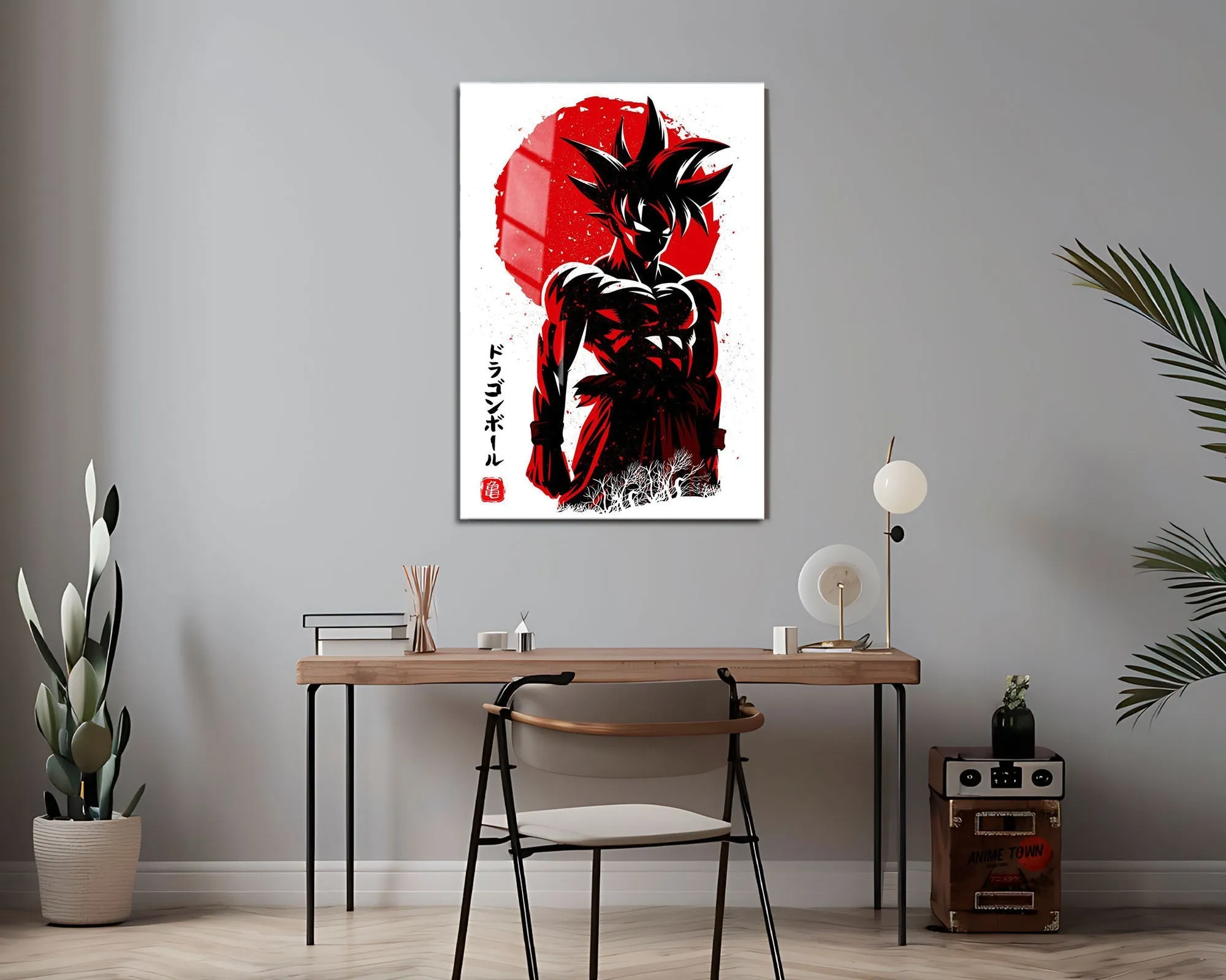 Dragon Ball Goku Minimalist Red Metal Poster