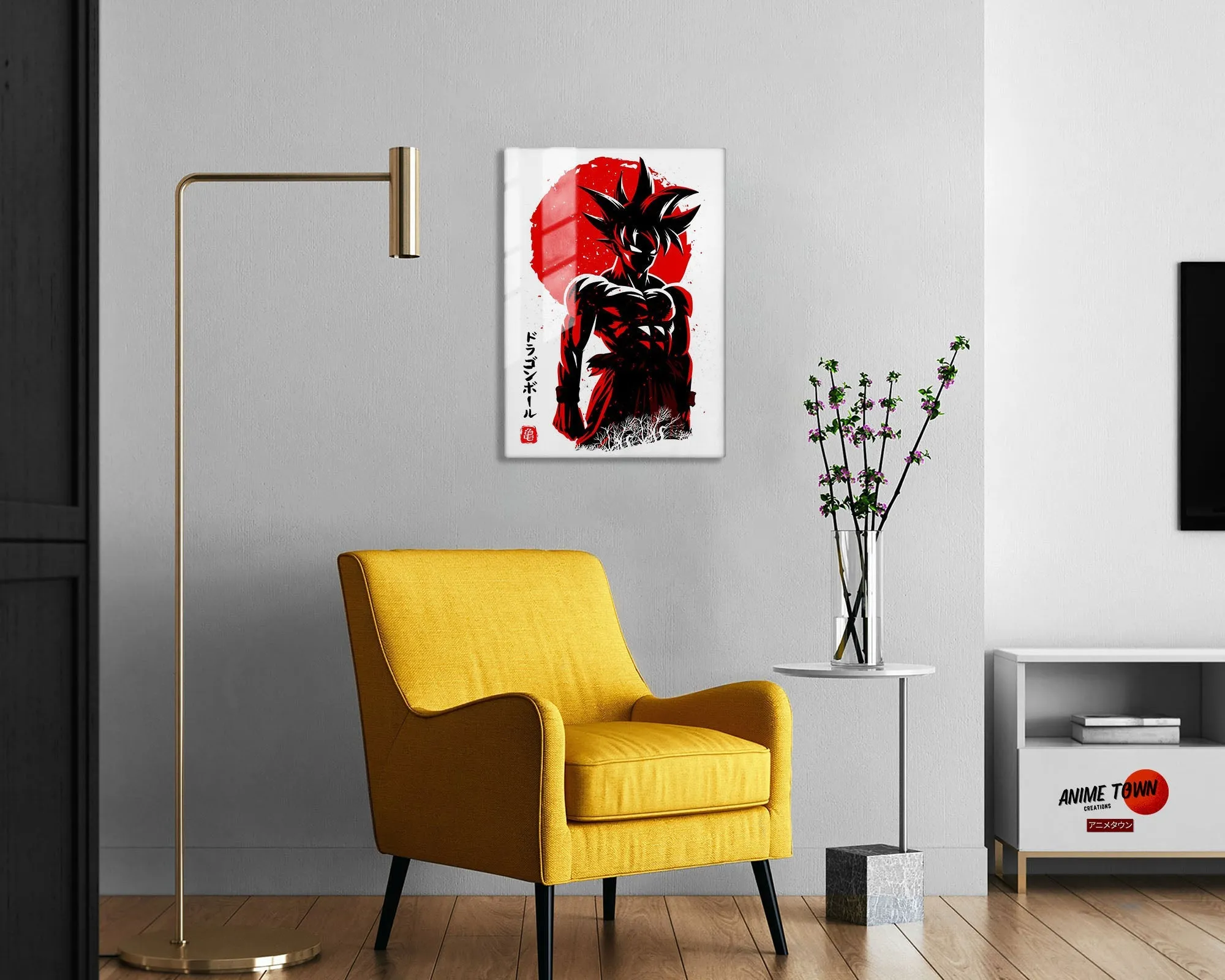 Dragon Ball Goku Minimalist Red Metal Poster