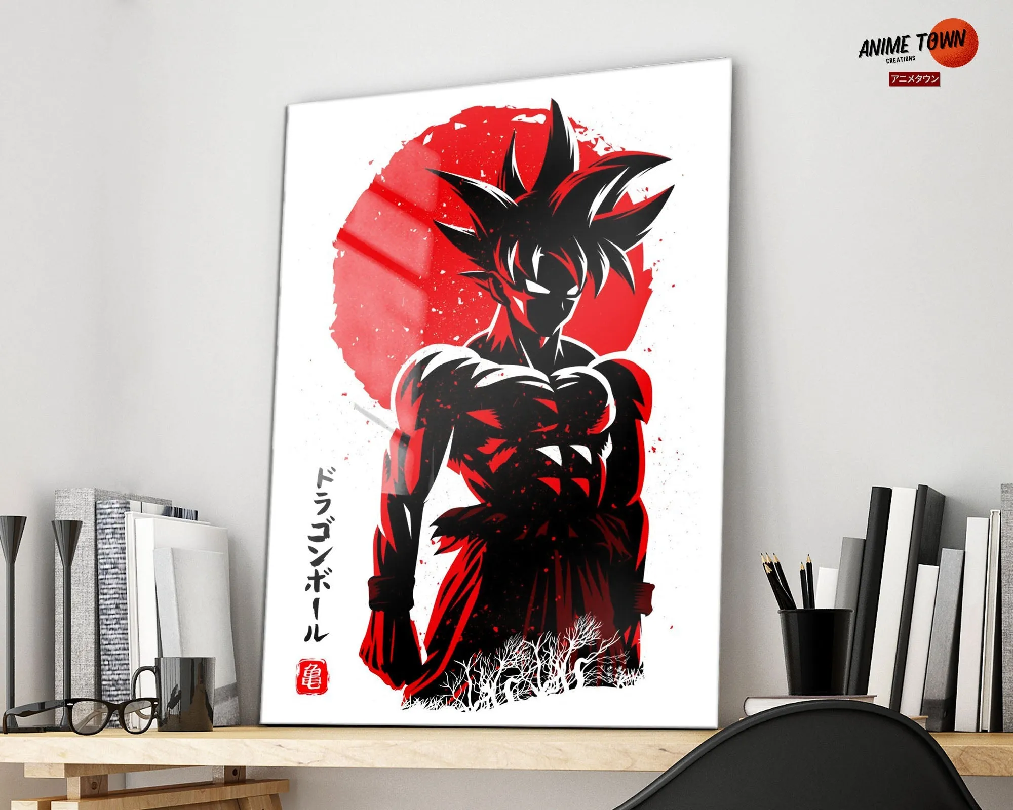 Dragon Ball Goku Minimalist Red Metal Poster