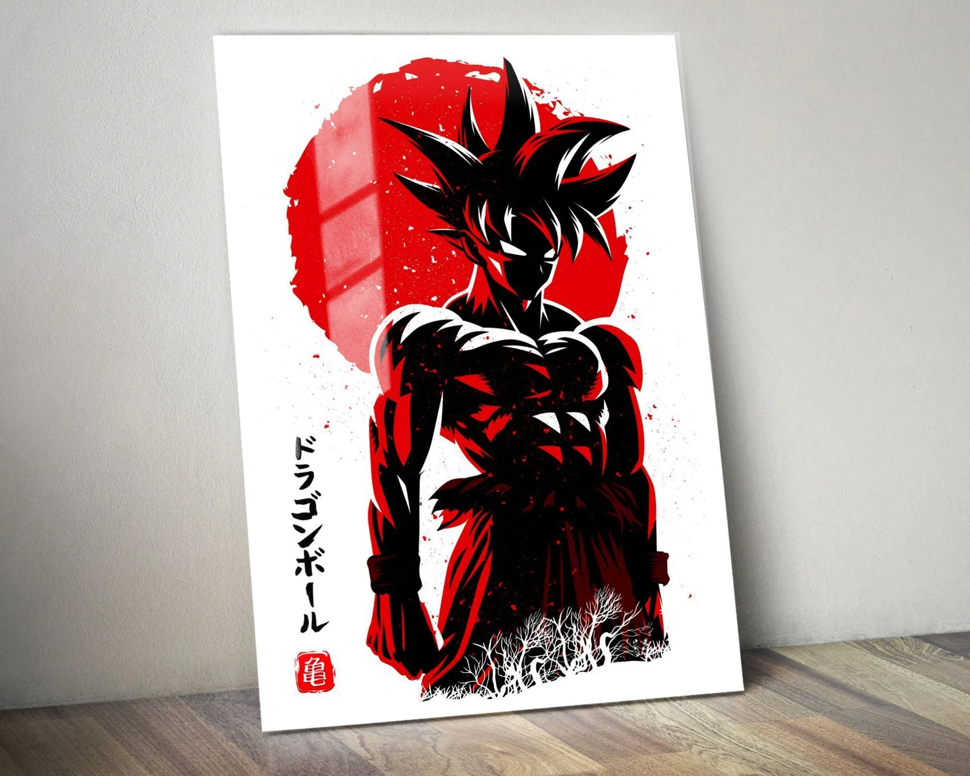 Dragon Ball Goku Minimalist Red Metal Poster
