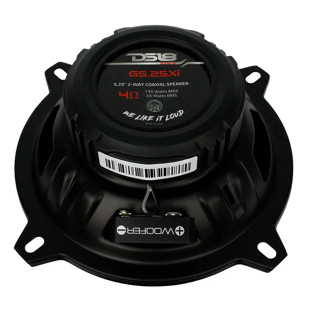 DS18 GEN-X 5.25 Inch 2 Way Coaxial Speaker Pair 135W Max 45W RMS 4 Ohm G5.25XI