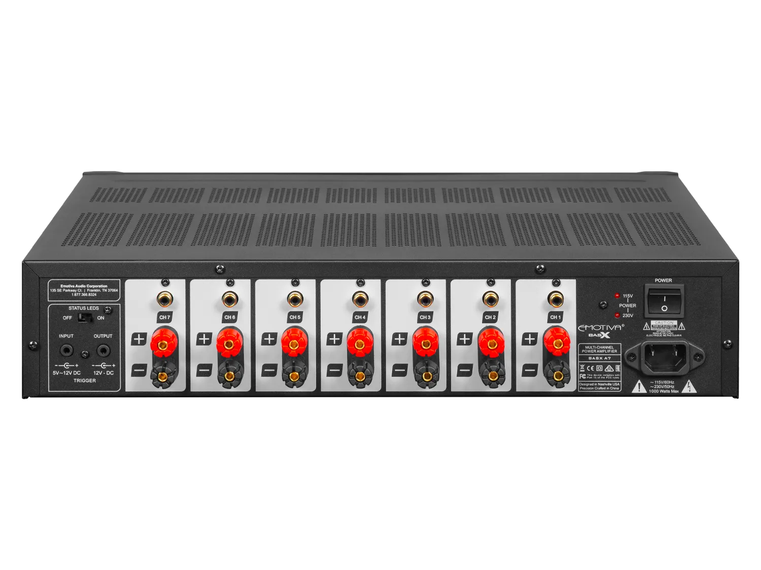 High-Performance Emotiva BasX A7 Seven-Channel Home Theater Power Amplifier