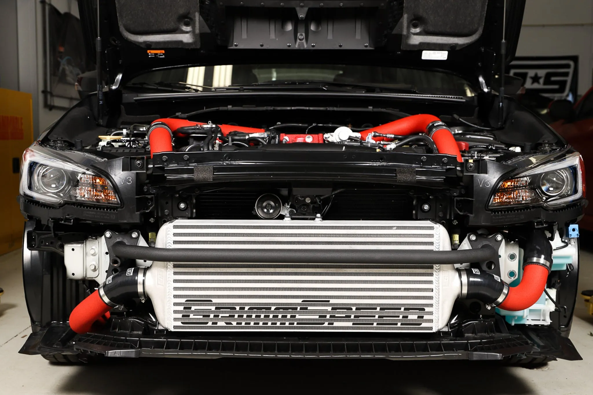 Front Mount Intercooler Bumper Bar BLACK Coated - Subaru 08-14 WRX/STI