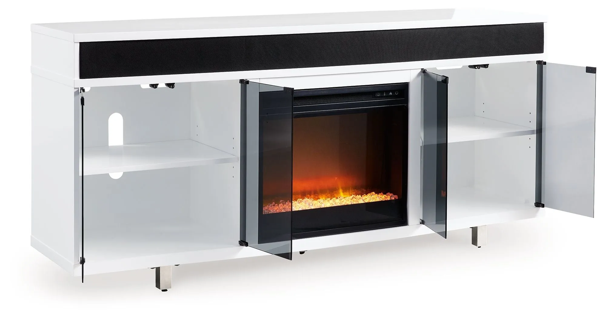 Gardoni - White / Black - 72" TV Stand With Electric Fireplace