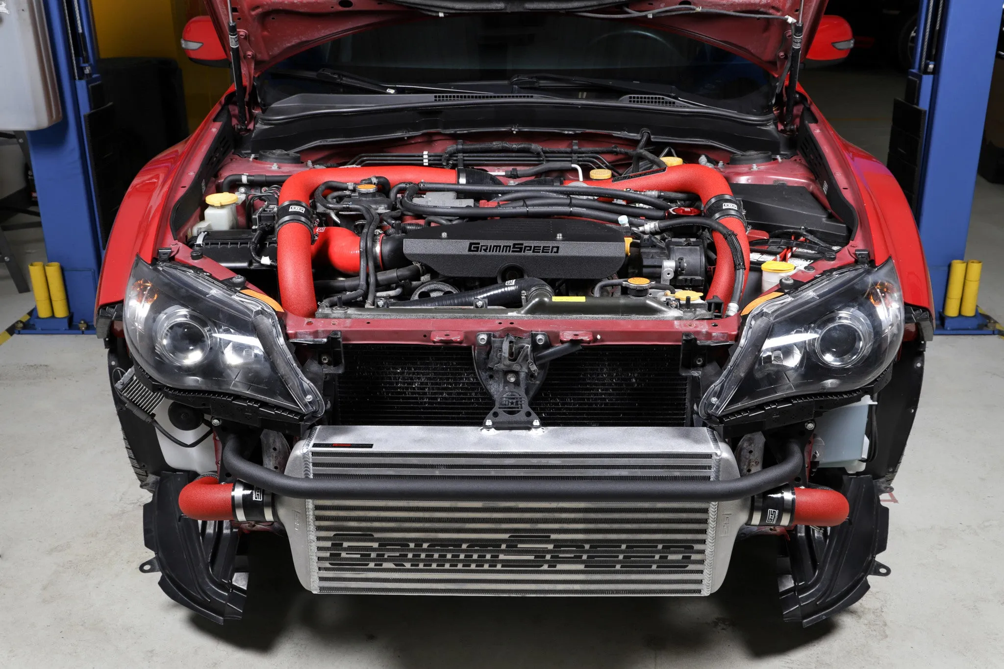 Grimmspeed Front Mount Intercooler Kit [Inc. Red Piping] - Subaru 08-14 STI - 090227