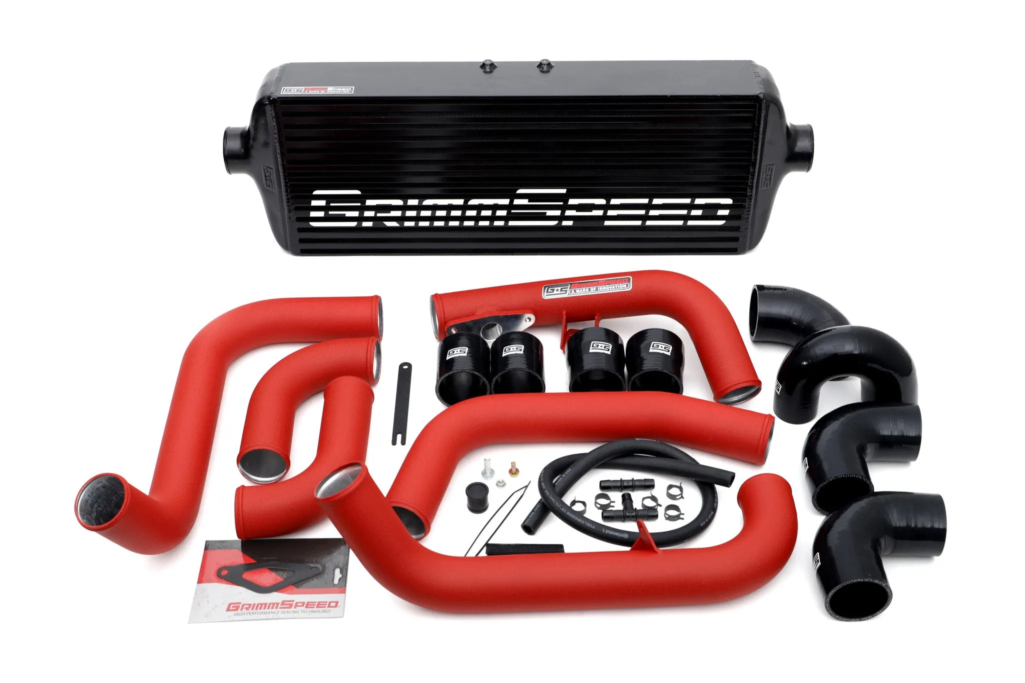 Grimmspeed Front Mount Intercooler Kit [Inc. Red Piping] - Subaru 08-14 STI - 090227