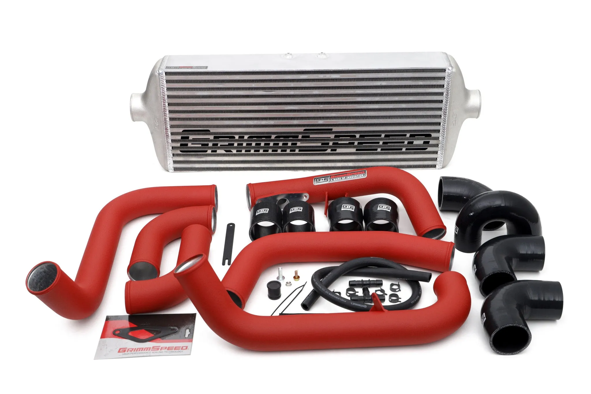 Grimmspeed Front Mount Intercooler Kit [Inc. Red Piping] - Subaru 08-14 STI - 090227