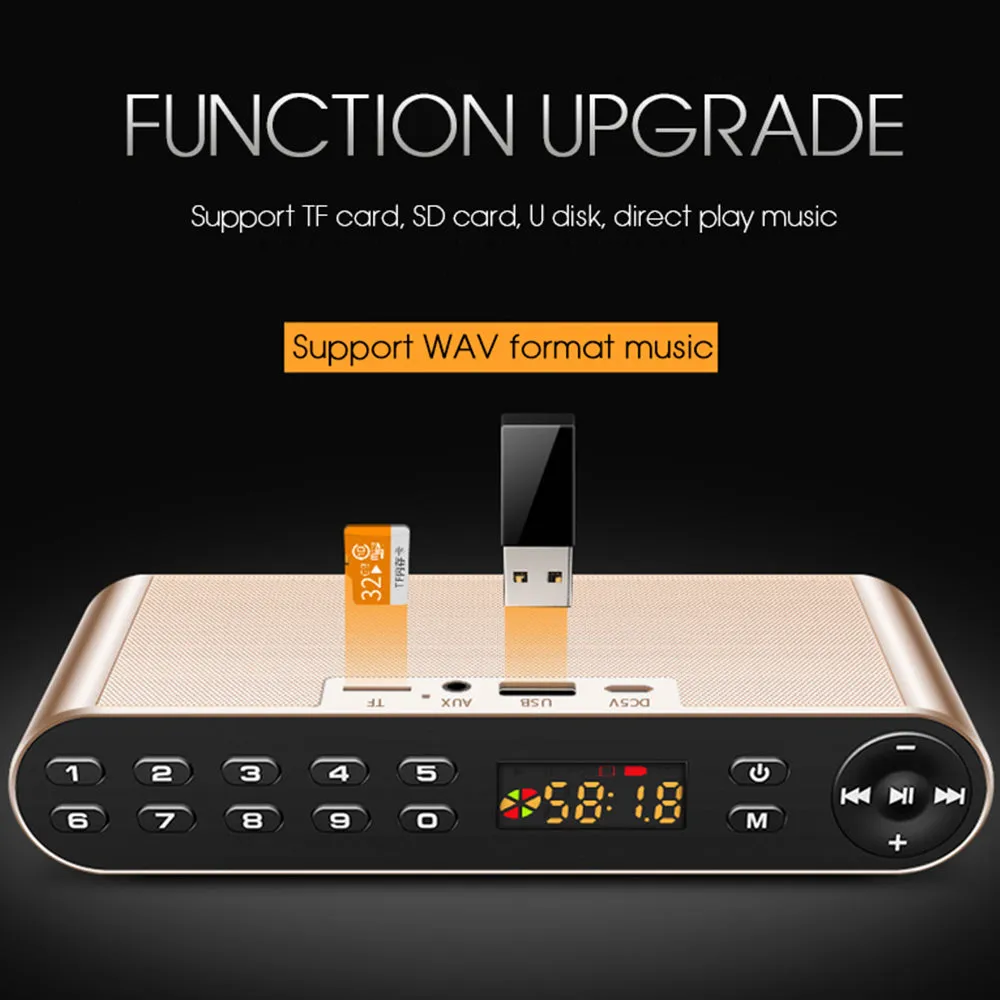 HIFI Bluetooth Speaker Portable Wireless Super Bass Dual Speakers Soundbar with Mic TF FM