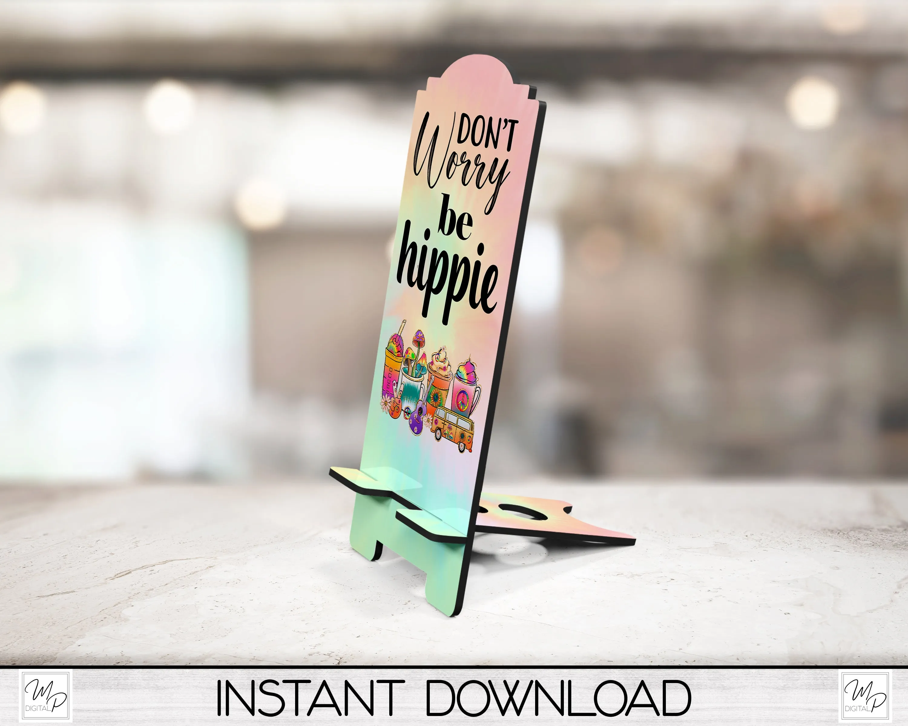 Hippie Cell Phone Stand PNG for Sublimation Design, Digital Download