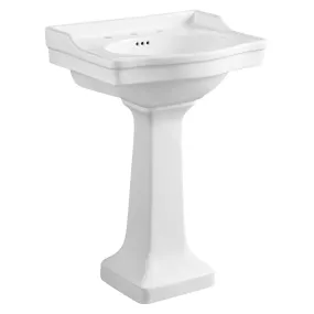 Imperial VPB3248 24-3/16 Inch Wall Mount Pedestal Sink (8-Inch, 3-Hole), White