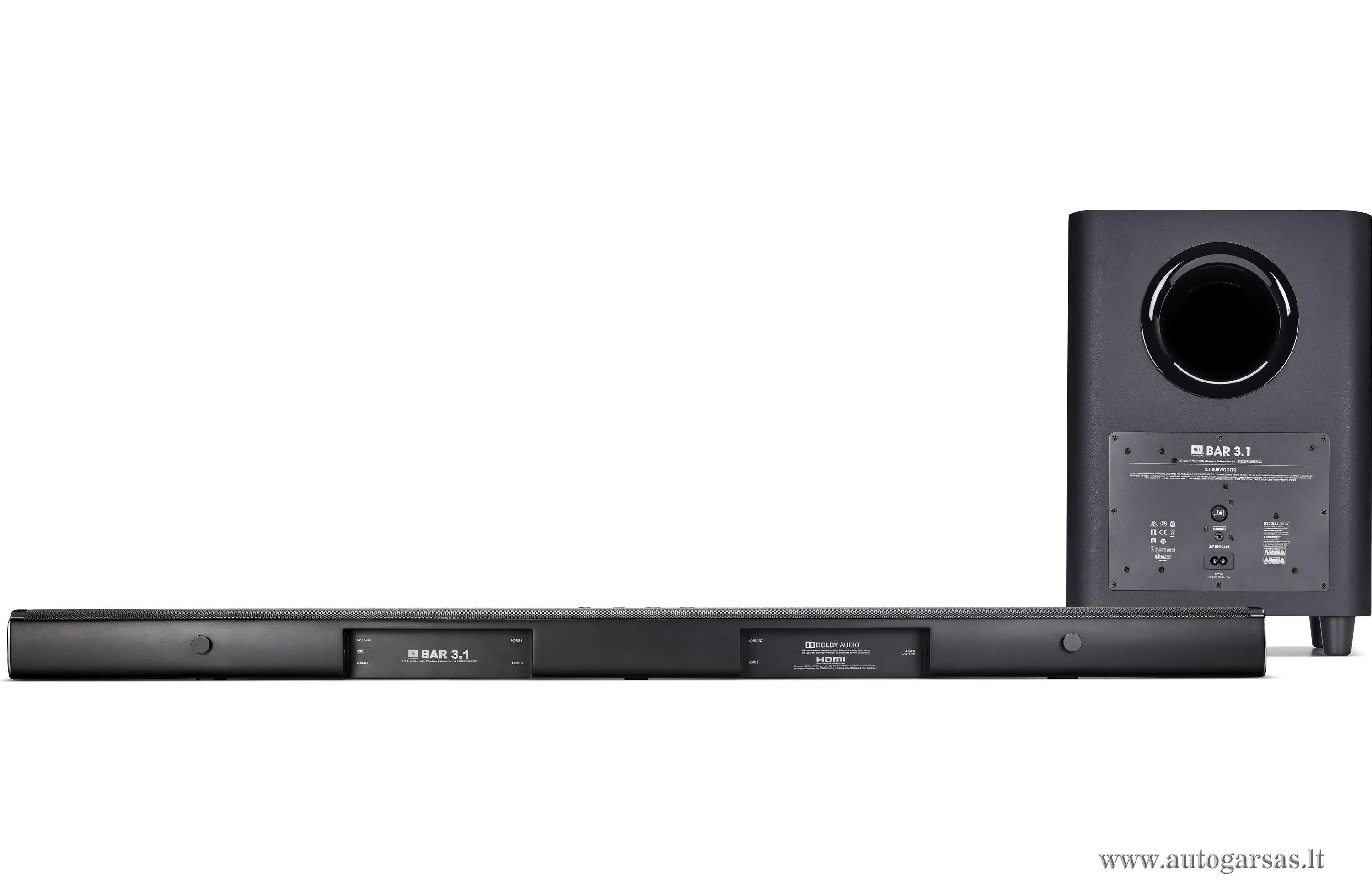 JBL BAR 3.1 soundbaras ir žemų dažnių garsiakalbis, HDMI Bluetooth