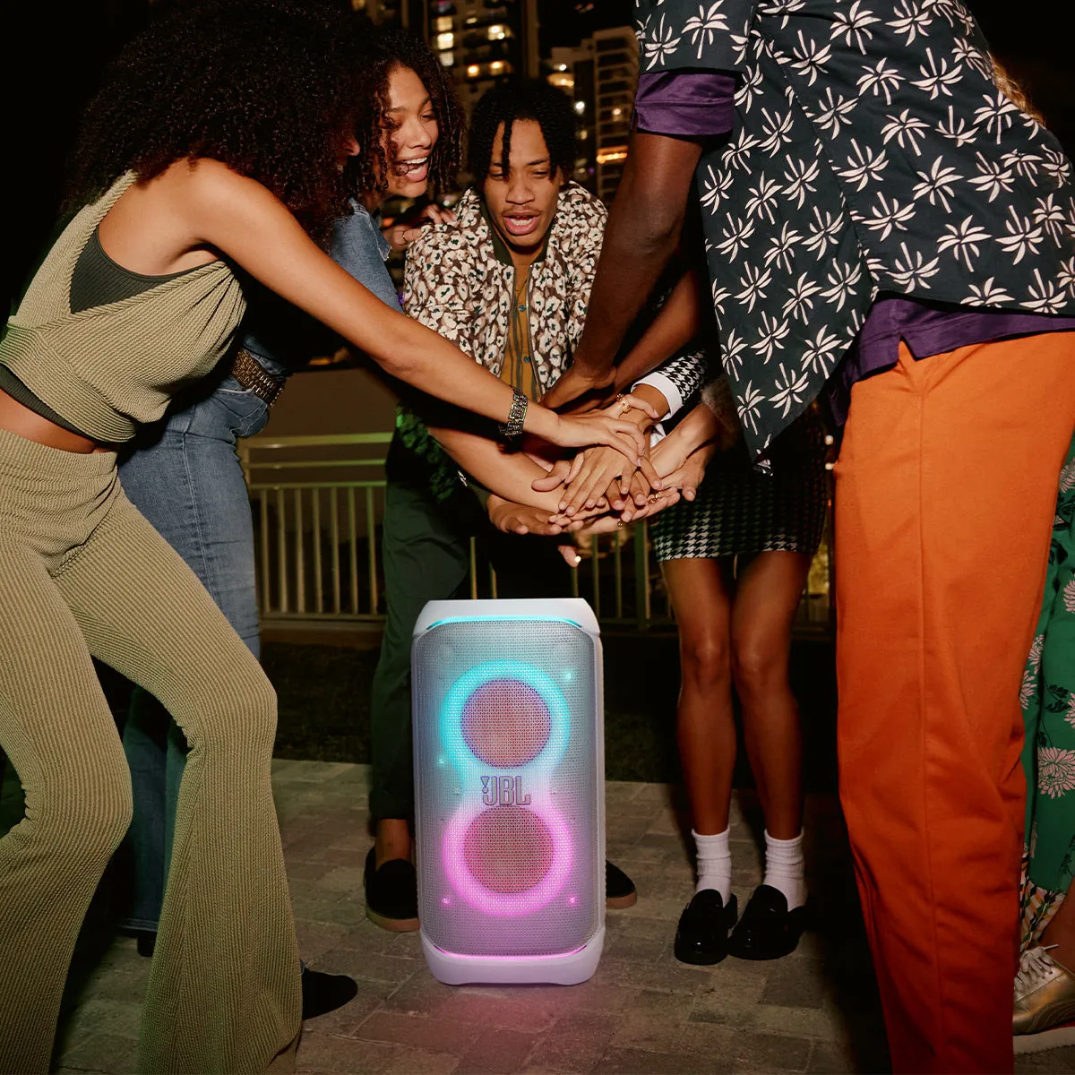 JBL PartyBox Club 120 Portable Party Speaker with gSport Cargo Sleeve (White)