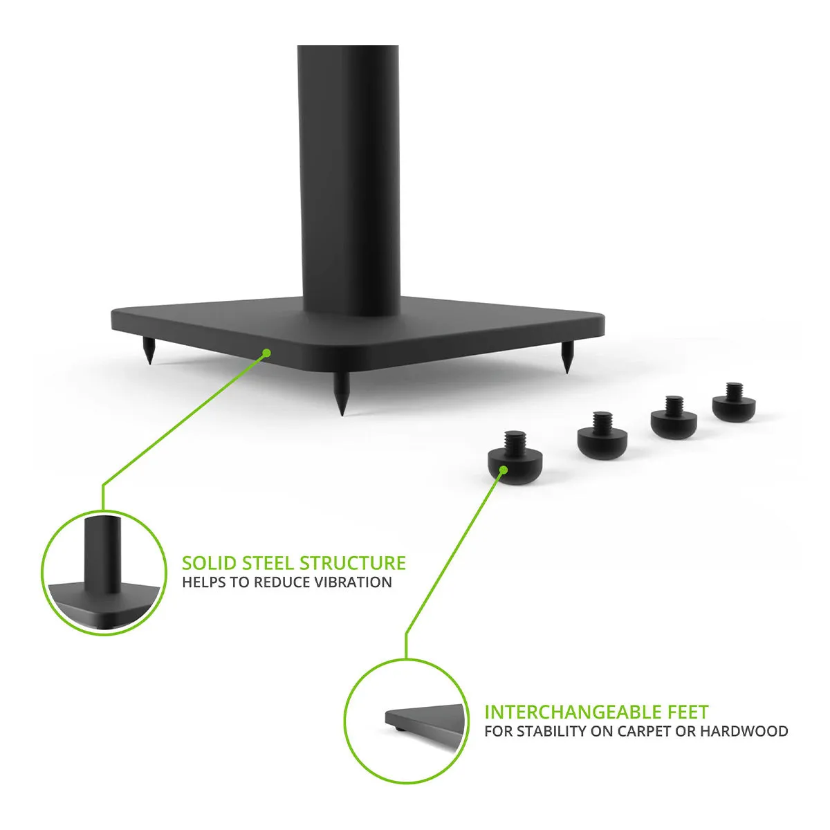 Kanto SP26PL 26" Bookshelf Speaker Stands with Rotating Top Plates and Cable Management – Pair (Black)