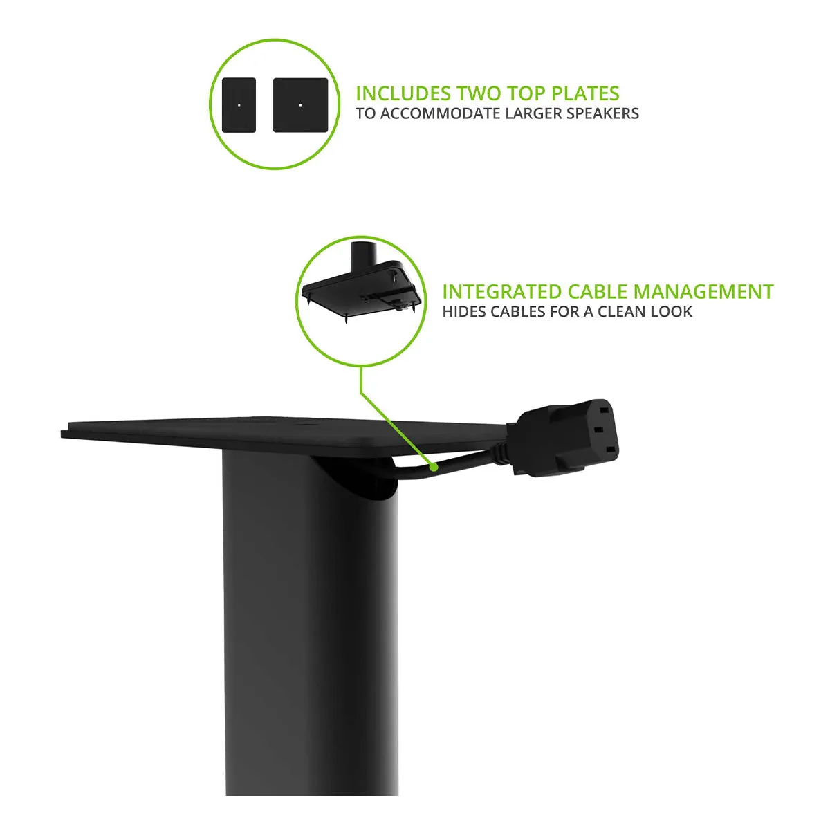 Kanto SP26PL 26" Bookshelf Speaker Stands with Rotating Top Plates and Cable Management – Pair (Black)