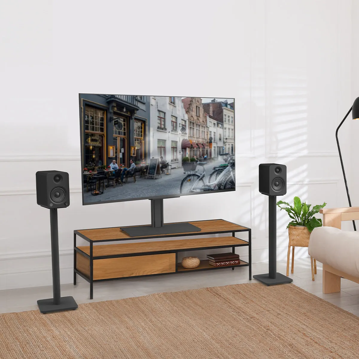 Kanto SP26PL 26" Bookshelf Speaker Stands with Rotating Top Plates and Cable Management – Pair (Black)