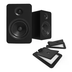 Kanto YUP6 Passive Bookshelf Speakers with S6 Speaker Stands - Pair (Black)