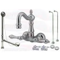 Kingston Brass CCK1072T1 3-3/8" Wall Mount Clawfoot Tub Filler Package Kit, Polished Chrome