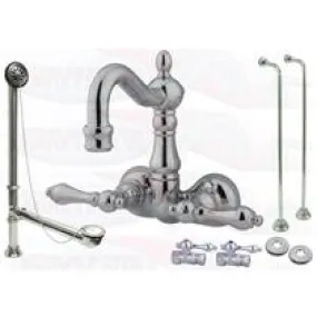 Kingston Brass CCK1072T1 3-3/8" Wall Mount Clawfoot Tub Filler Package Kit, Polished Chrome