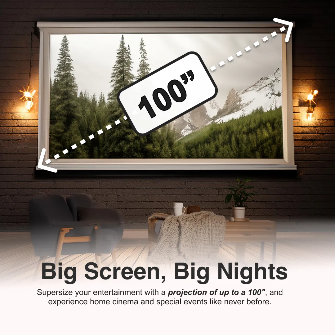 Laser 720P Bluetooth Projector – 100" Display (Black)