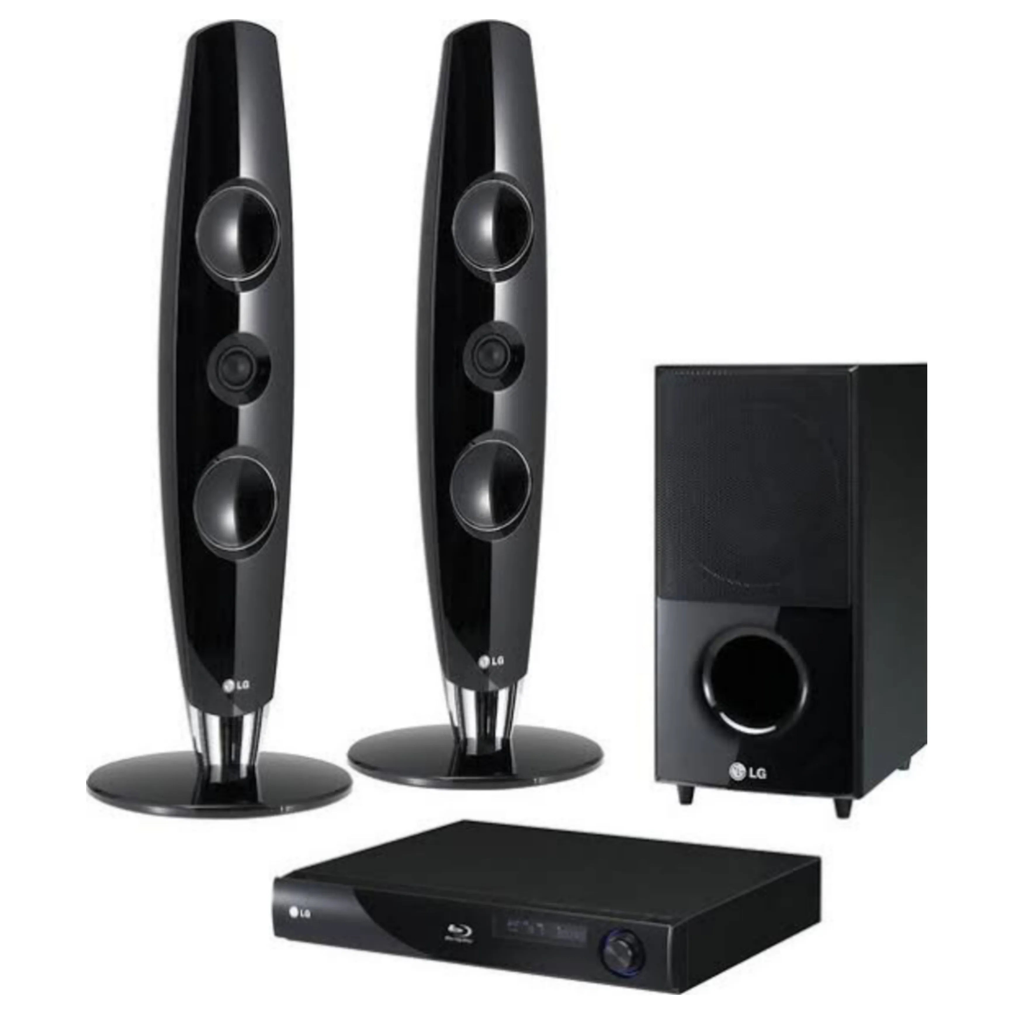LG HB44C 2.1Ch 400W Tall Boy 3D Blu-ray DVD Home Theater System (USB, FM, Aux, HDMI Out) - Foreign Used
