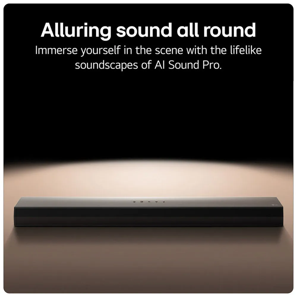 LG US60T 3.1 Channel Bluetooth Soundbar with Wireless Subwoofer Black 2024