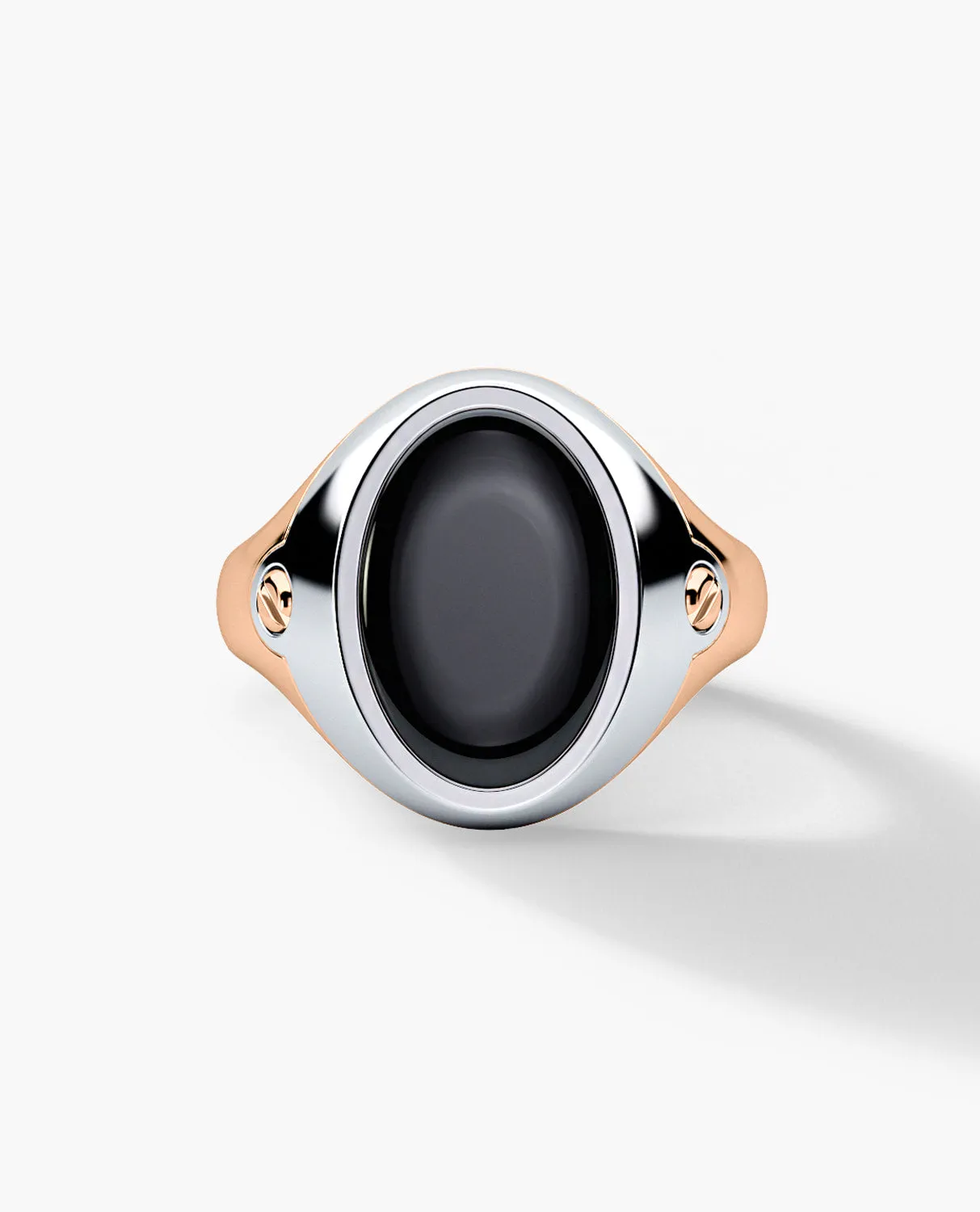LODESTAR Two-Tone Gold Signet Ring with Black Onyx