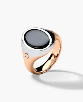 LODESTAR Two-Tone Gold Signet Ring with Black Onyx