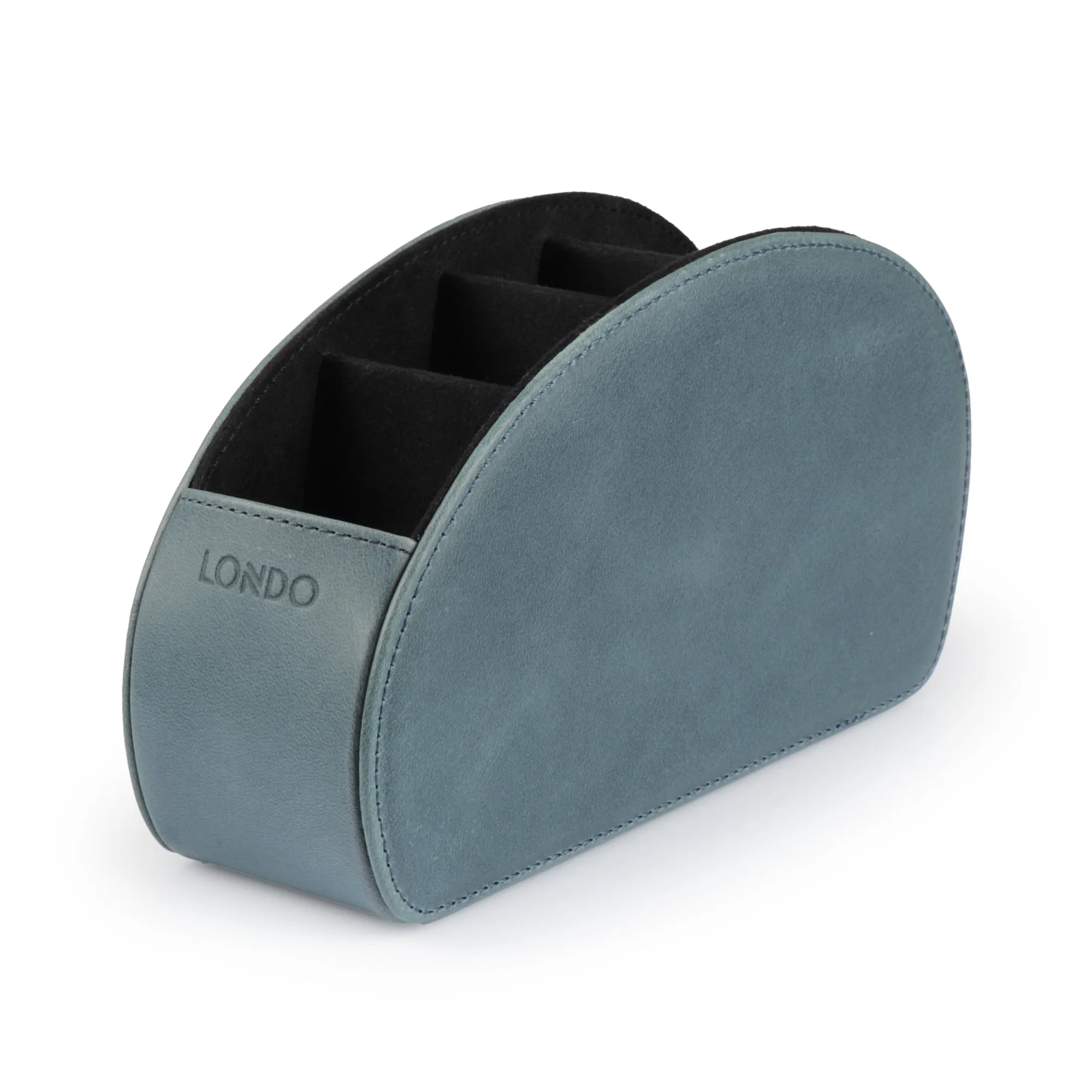 Londo Remote Control Holder with 5 Pockets, Store DVD, Blu-Ray, TV, Roku or Apple TV Remotes, Italian Top Grain Leather with Suede Lining