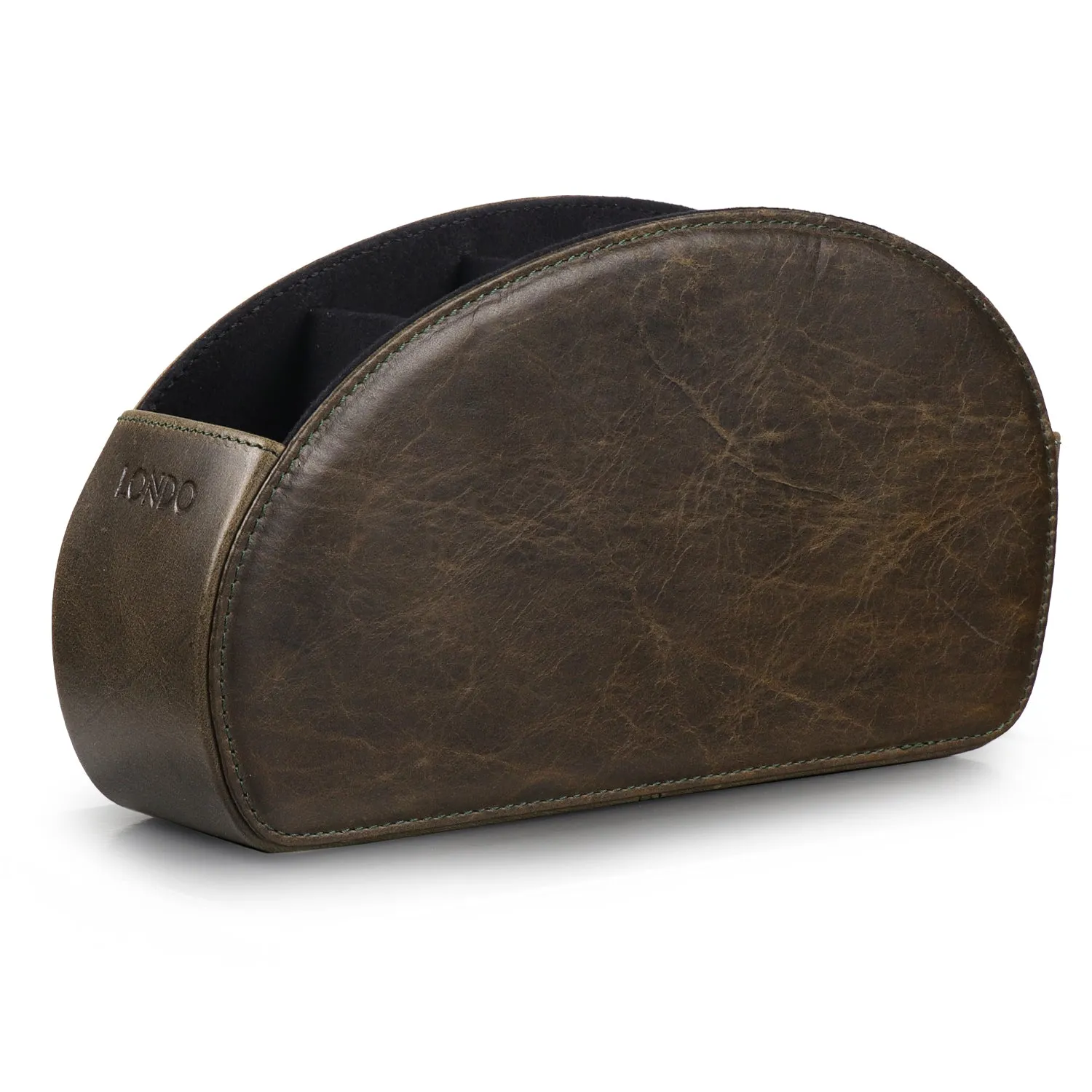Londo Remote Control Holder with 5 Pockets, Store DVD, Blu-Ray, TV, Roku or Apple TV Remotes, Italian Top Grain Leather with Suede Lining