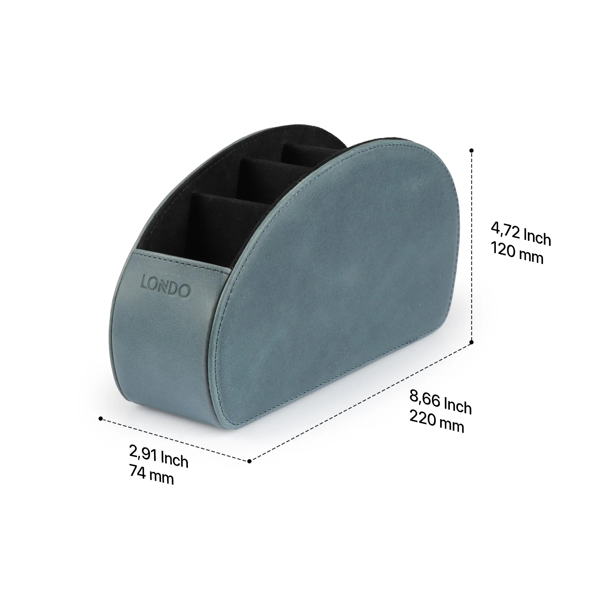 Londo Remote Control Holder with 5 Pockets, Store DVD, Blu-Ray, TV, Roku or Apple TV Remotes, Italian Top Grain Leather with Suede Lining