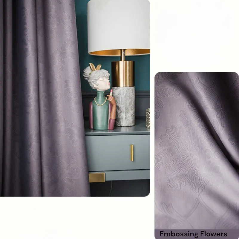 Lydia Embossed Floral 100% Blackout Custom Curtain